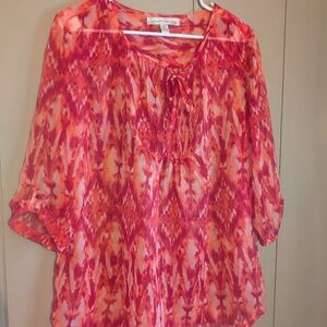 French Laundry Vibrant Red and Orange Blouse